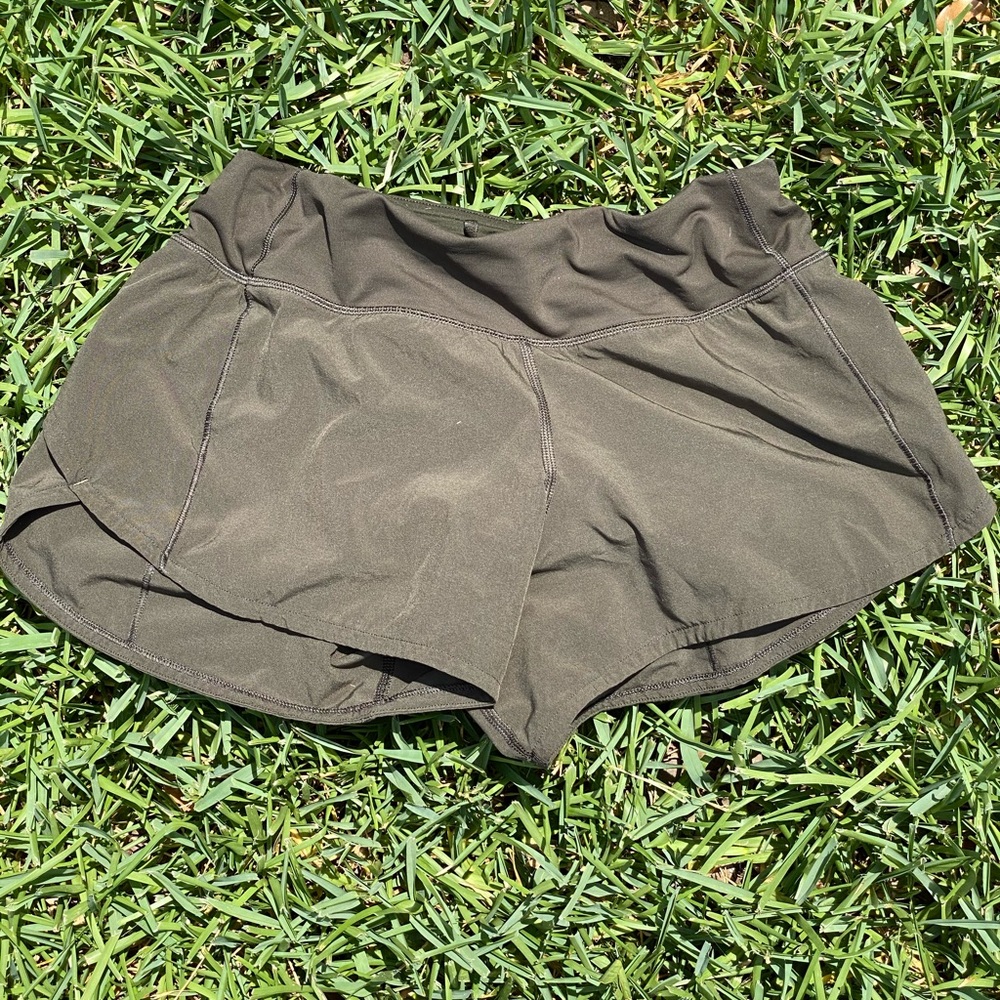 Olive Green Lululemon Speed Up Short 4.0”